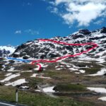 In rosso la discesa in blu la salita visti dalla strada