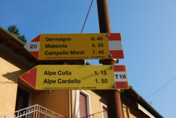 Indicazioni alla partenza da Omegna sulla Via Guerrini