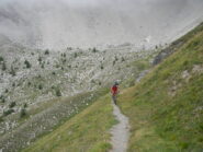 sul lungo traverso ascendente verso la cima