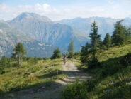 verso i sostenuti tornanti che salgono al Gran Serin