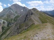 La vetta e la cresta viste dai pressi del monte Sises.