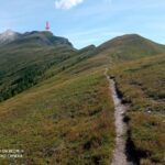 L'ampia cresta verso la Cima di Novale (Riedspitze, freccia rossa)