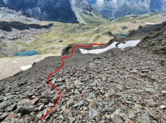 percorso verso il traverso visto scendendo