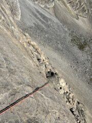 La calata dal chiave che porta alla sosta di calata degli ometti
