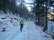 sterrato innevato poco sotto il Forte Pramand