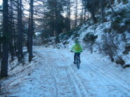 discesa divertente sul fondo innevato