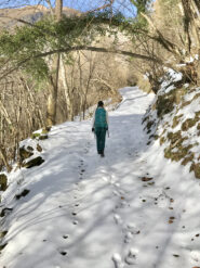 Il sentiero impreziosito dalla spruzzata di neve della scorsa settimana