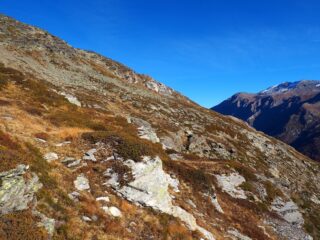 Salendo verso il Mont Pelà.