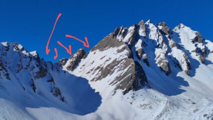 Berio Blanc a dx ... e i vari sbocchi da salire 
