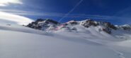In rosso la risalita alla selletta sopra il col du Rocher Peyron (il colle più basso ha uscita più a sinistra)