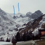 La gita vista dal rifugio:  il caratteristico scudo roccioso e il Parvo  