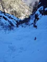 Il canale nevoso di trasferimento fra il primo e il secondo tiro