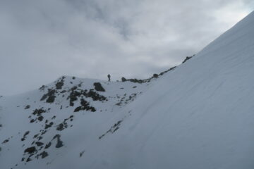 inizio discesa del ripido pendio nord