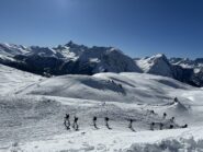 Pic de Rochebrune sullo sfondo e plotone francese in arrivo alla Saurel