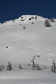 le tracce della nostra prima discesa risalendo