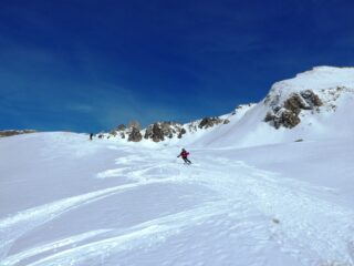 Nel vallon Remy, dopo la discesa del pendio W/NW della Palets
