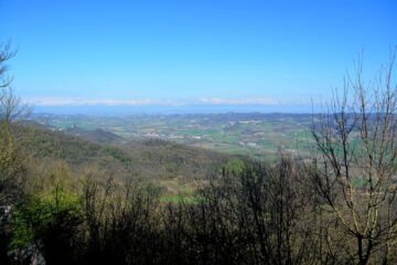 Panorama verso le Alpi dalla sommità della collina di Crea.