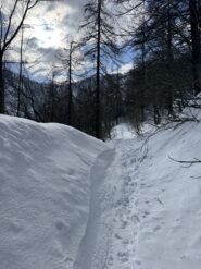 Evidente la sede del sentiero/strada dei minatori 