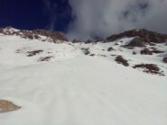 Il canale sud abbastanza innevato, ma non sciabile