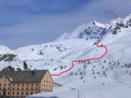 la cima conla traccia seguita da sotto