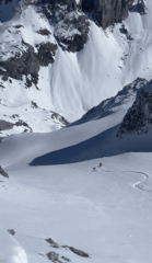 nello splendido pendio preso scendendo con un traverso sulla destra a quota 2700