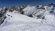 Dalla vetta il lungo traverso che parte dal colle