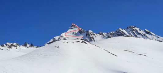 Traccia per la Dreilanderspitze