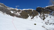 Traccia del ripido salto che immette alla piana di Bonalex. Fatto al buio alla mattina.  