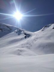 Il pendio sotto il passo Chersogno con la mia traccia 