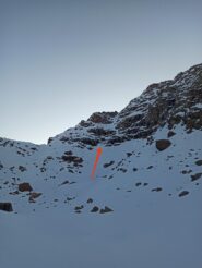 Attacco visto dalla conca alla base del canale