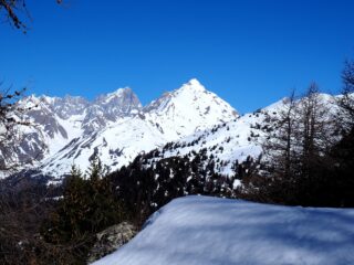Jorasses e Grand Rochere da poco oltre il Col de Bard.
