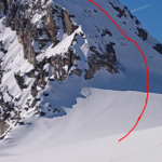 La linea di salita sulla parete ovest