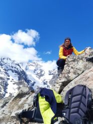 Sulla cresta a sud del Colle con alle spalle la Meije