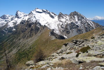 Ultimo tratto di salita: si vede il Col di Valmeriana e sullo sfondo dal M. Avic alla Cime Noire