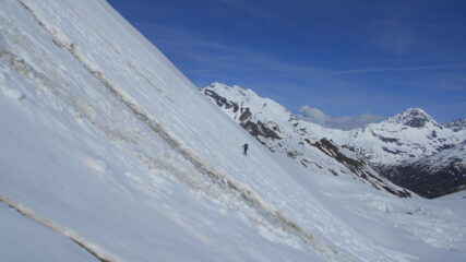 Verso la fine del traverso sulla morena, per rientrare sull'itinerario corretto