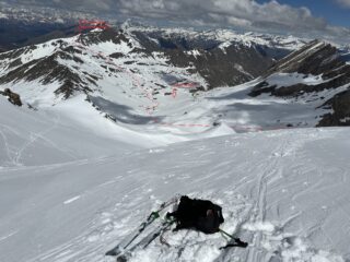 Dalla Rocca Rossa verso il vallone del Foreant
