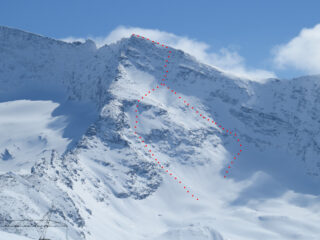 I due percorsi visti dal versante opposto della valle (aprile 2013)