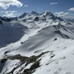 Vista dal Pic de Foreant (vetta sciistica) verso la Breche e la Rocca Rossa (si vedono le tracce di salita)