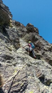 La rampa rocciosa sul finale della via