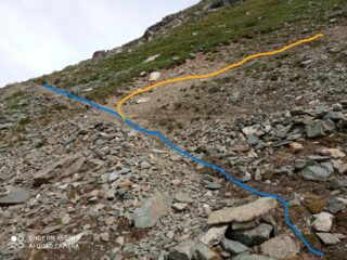 appena dopo la stazione: linea azzurra verso il cannone, linea gialla verso la traccia segnata 20b