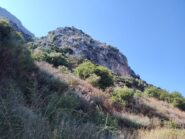 La falesia vista da dove inizia la vegetazione impenetrabile