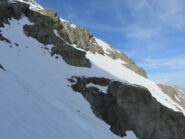 Il traverso per uscire dalla parete a 2850m