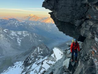 Lungo l'Arete du Meitin al mattino