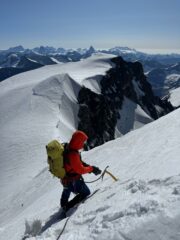 La discesa dall'Aiguille Croissant al Combin de Tsesette