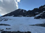 La cresta di discesa dalla Tour de Boussine e il ghiacciaio sottostante. 