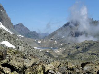 Lago di Viso e Rifugio Sella dal Passo Gallarino.