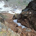 Il canalino che dalla cresta Sud porta nel valloncello sottostante