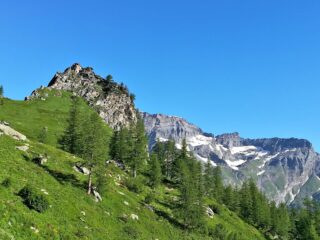 la cima vista dall'uscita della traccia che arriva dal valloncello di Saulera.