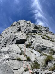 Uno dei primi tiri, bella variante in diedro