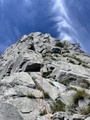 Uno dei primi tiri, bella variante in diedro